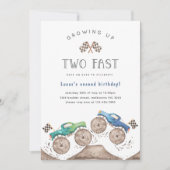 Twee snelle monstertruck tweede verjaardagsfeest kaart (Voorkant)