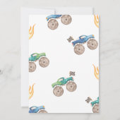 Twee snelle monstertruck tweede verjaardagsfeest kaart (Achterkant)