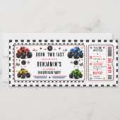 Twee snelle monstertrucks 2e verjaardag kaart (Voorkant)
