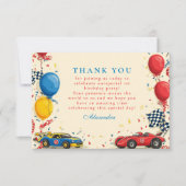 Twee snelle race auto 2e verjaardag bedankkaart (Voorkant)