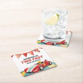 Twee snelle race auto 2e verjaardag kartonnen onderzetters (Insitu)