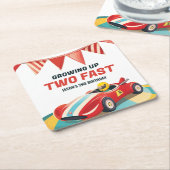 Twee snelle race auto 2e verjaardag kartonnen onderzetters (Schuin)