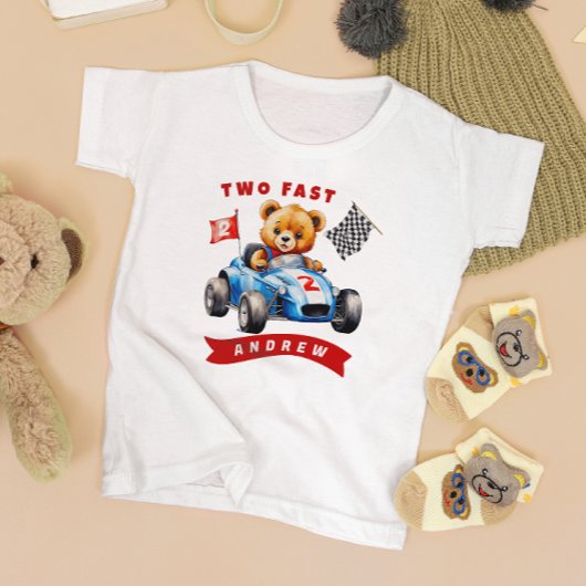 Twee snelle race auto 2e verjaardag kinder shirts