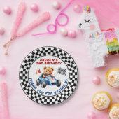 Twee snelle race auto 2e verjaardag papieren bordje