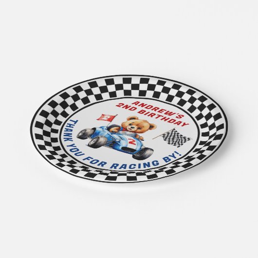 Twee snelle race auto 2e verjaardag papieren bordje (Gekanteld)