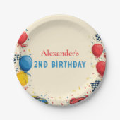 Twee snelle race auto 2e verjaardag papieren bordje (Voorkant)