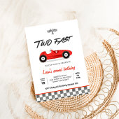 TWEE snelle  race auto 2e verjaardag uitnodiging