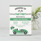 "Twee snelle" race auto 2e verjaardag Uitnodiging (Staand voorkant)