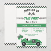 "Twee snelle" race auto 2e verjaardag Uitnodiging (Voorkant / Achterkant)
