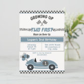 "Twee snelle" race auto 2e verjaardag Uitnodiging (Staand voorkant)