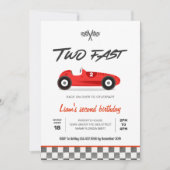 TWEE snelle  race auto 2e verjaardag uitnodiging (Voorkant)