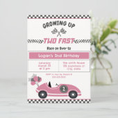 "Twee snelle" race auto 2e verjaardag Uitnodiging (Staand voorkant)