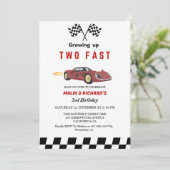 Twee snelle race auto jongen 2e gezamenlijke verja kaart (Staand voorkant)