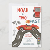 Twee snelle race auto jongen 2e verjaardag uitnodi kaart (Voorkant)