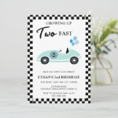 Twee snelle race auto jongens tweede 2e verjaardag kaart (Staand voorkant)
