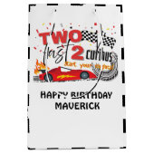 Twee snelle race auto rode verjaardag medium cadeauzakje (Voorkant)