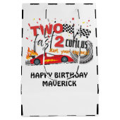 Twee snelle race auto rode verjaardag medium cadeauzakje (Achterkant)