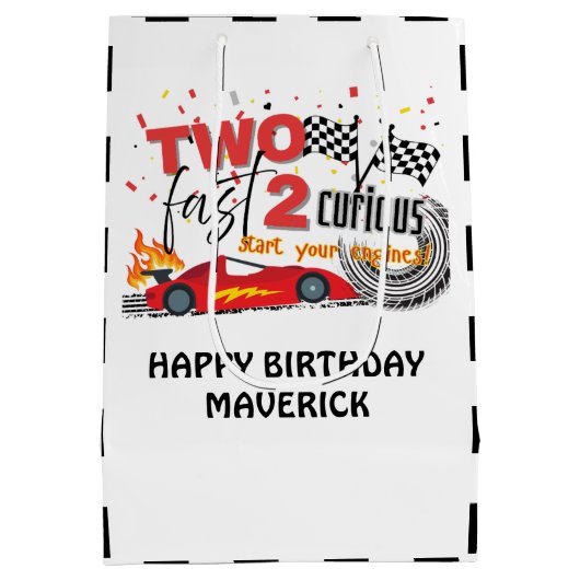 Twee snelle race auto rode verjaardag medium cadeauzakje (Achterkant)