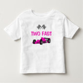 Twee snelle race auto roze meisje 2e verjaardag kinder shirts (Voorkant)
