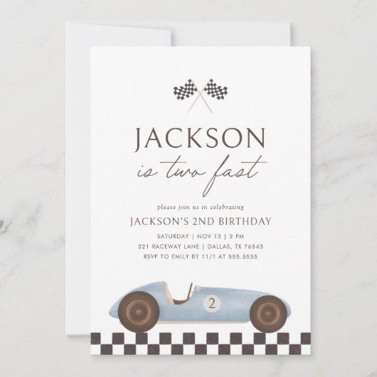 Twee snelle Race Car Boy 2e Verjaardag Kaart (Voorkant)