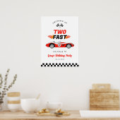 Twee snelle Race Car Boy 2e Verjaardag Welkom Poster (Keuken)