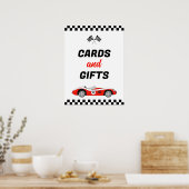 Twee snelle  Race Car verjaardagskaarten en cadeau Poster (Keuken)