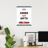 Twee snelle  Race Car verjaardagskaarten en cadeau Poster (Thuiskantoor)