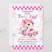 Twee snelle Race Roze Auto Meisje 2e Verjaardagsfe Kaart (Voorkant)