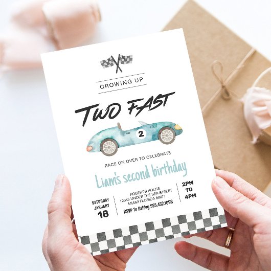TWEE snelle raceauto  2e verjaardag Kaart
