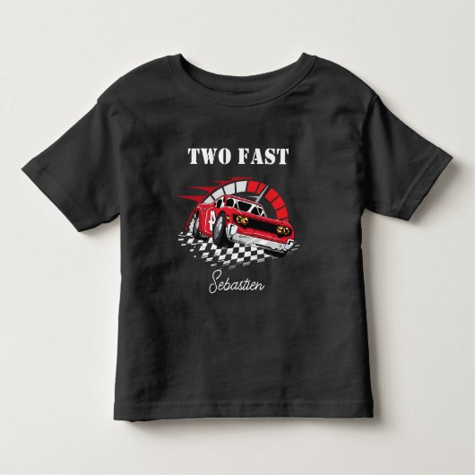 Twee snelle raceauto, 2e verjaardag kinder shirts (Voorkant)