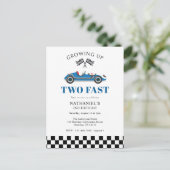 Twee snelle raceauto 2e verjaardag viering briefkaart (Staand voorkant)