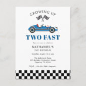 Twee snelle raceauto 2e verjaardag viering briefkaart (Voorkant)