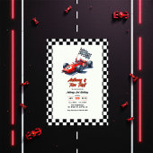 Twee snelle raceauto 2e verjaardagsfeest kaart