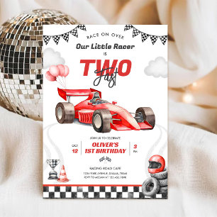 Twee snelle raceauto jongen 2de verjaardagsuitnodi kaart