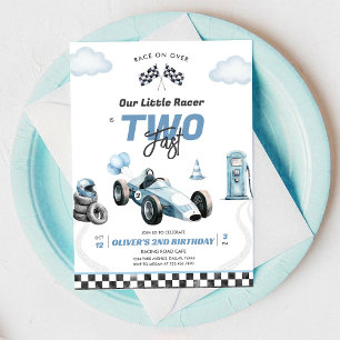 Twee snelle raceauto jongen 2de verjaardagsuitnodi kaart