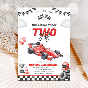 Twee snelle raceauto jongen 2de verjaardagsuitnodi kaart