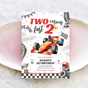 Twee snelle raceauto jongen 2de verjaardagsuitnodi kaart