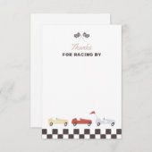 Twee snelle raceauto jongen 2e verjaardagsfeestje bedankkaart (Voorkant / Achterkant)