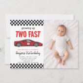 Twee snelle raceauto jongen 2e verjaardagsfeestje kaart (Voorkant)