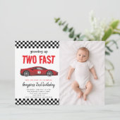Twee snelle raceauto jongen 2e verjaardagsfeestje kaart (Staand voorkant)