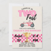 Twee snelle, raceauto thema verjaardag uitnodiging (Voorkant)