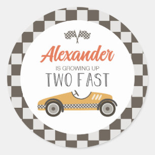 Twee snelle raceauto-verjaardag ronde sticker