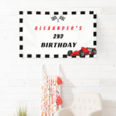 Twee snelle raceauto's 2e verjaardag Boy Banner (Insitu)