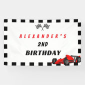 Twee snelle raceauto's 2e verjaardag Boy Banner (Horizontaal)
