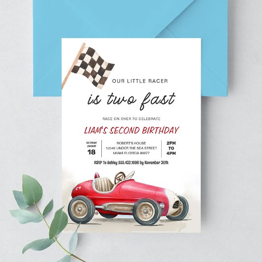 TWEE snelle  raceauto's 2e verjaardag Kaart