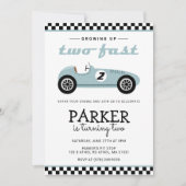 Twee snelle raceauto's met Birthday Blue Kaart (Voorkant)