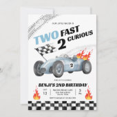 Twee snelle raceauto's racen 2e verjaardag jongen kaart (Voorkant)