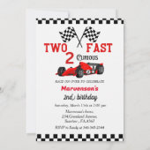 Twee snelle raceauto's, tweede verjaardagsfeest kaart (Achterkant)