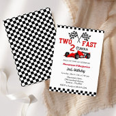 Twee snelle raceauto's tweederangs feest kaart