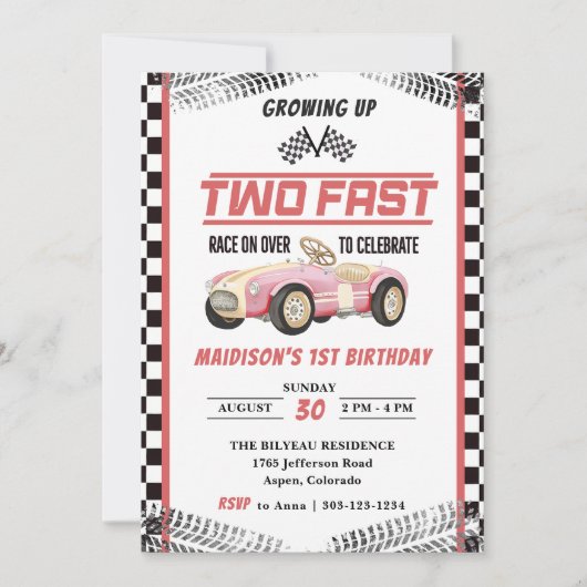 Twee snelle racemeiden van de tweede verjaardag kaart (Voorkant)